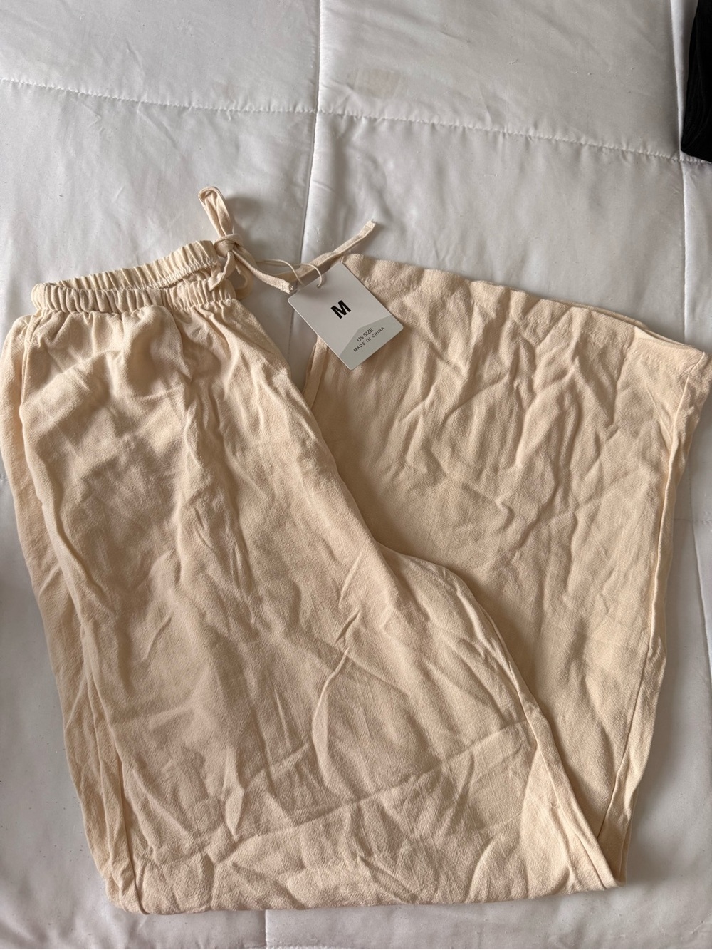 Beige Lightweight Drawstring Lounge Pants